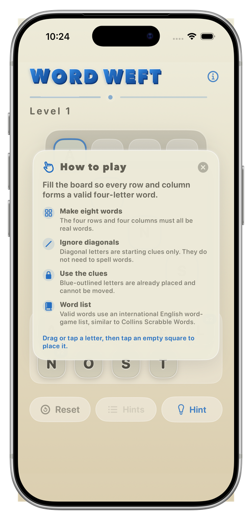 Word Weft active gameplay board screenshot