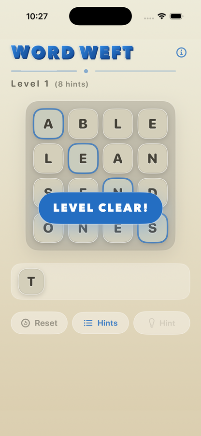 Word Weft solved puzzle board